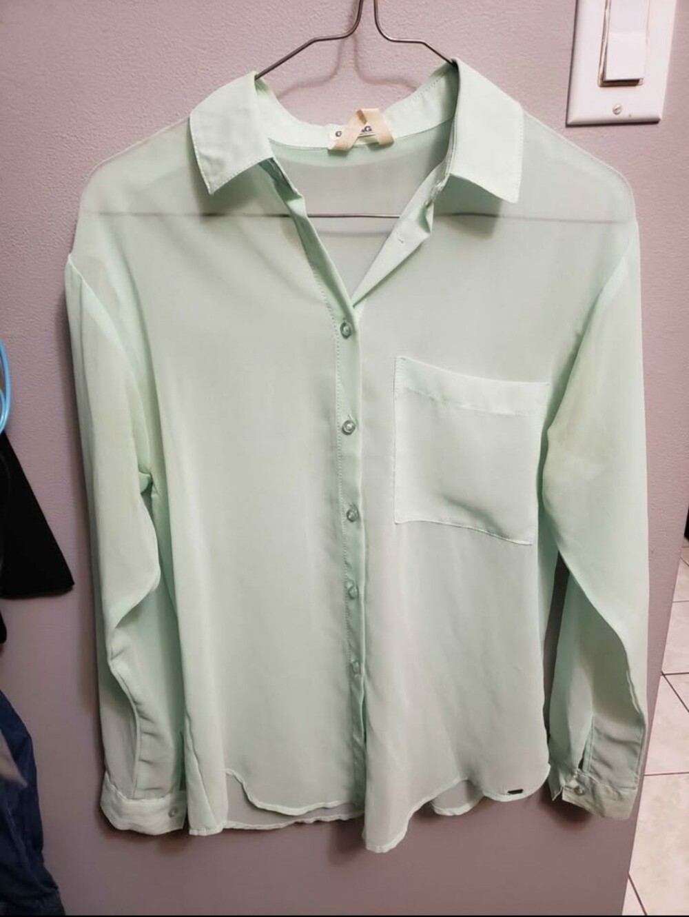 Garage Mint Green Button-Up Blouse